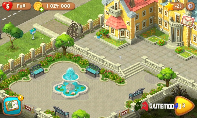 Hình ảnh tựa game Gardenscapes mod full tiền trên điện thoại Android