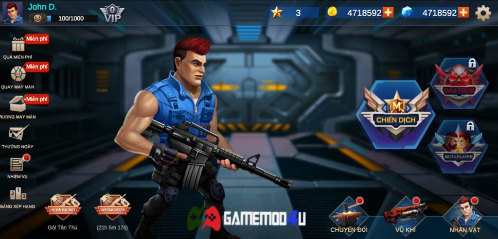 Đã test tựa game Metal Squad hack full tiền và đạn trên Android