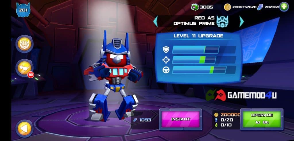 Các người máy biến hình trong Angry Birds Transformers mod full tiền