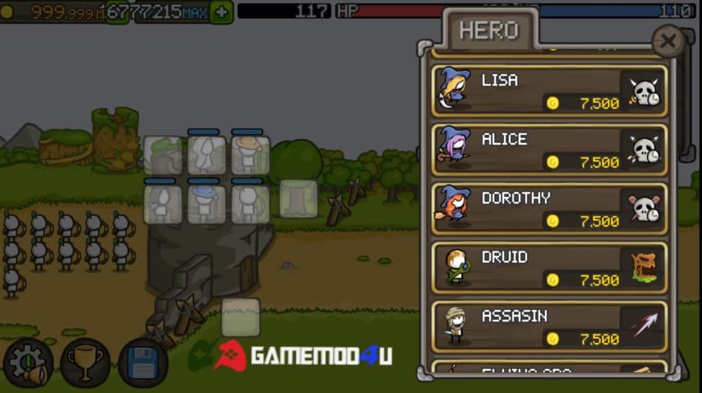 Các hero có trong game chiến thuật Grow Castle mod full tiền