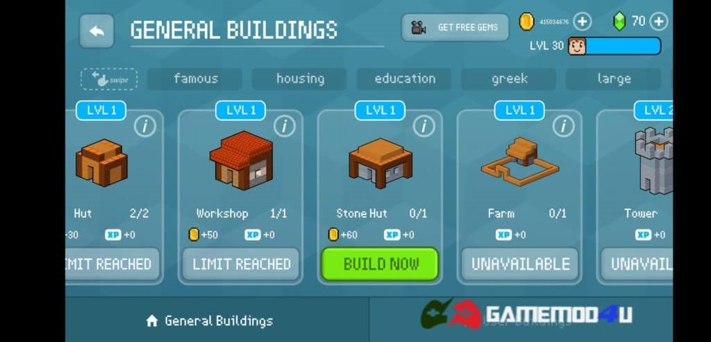 Cửa hàng trong game Block Craft 3D hack full tiền