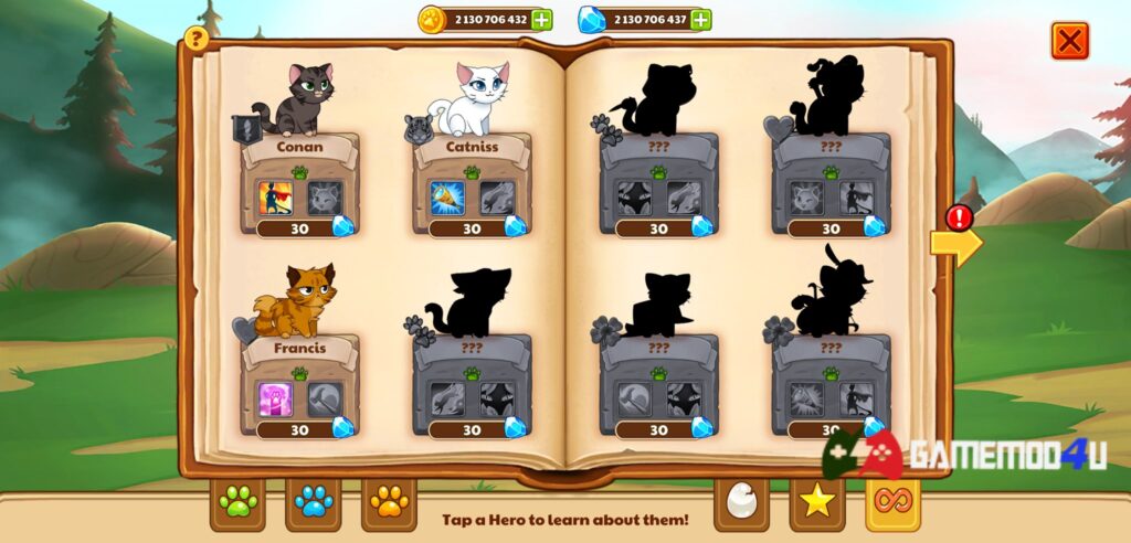 Có nhiều loài mèo khác nhau trong Castle Cats mod full tiền