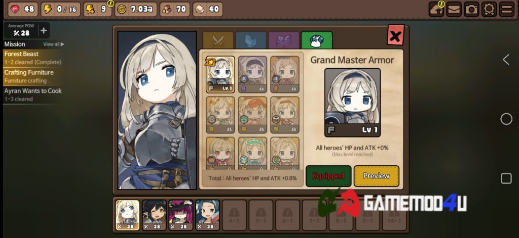 Game Bistro Heroes mod có nhiều nhân vật với đồ họa cute pho mai que nhé