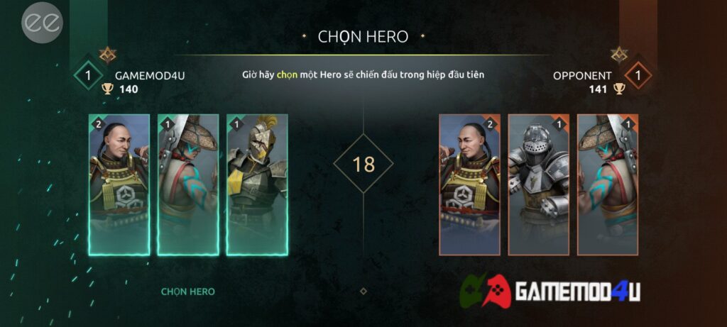 Nhiều hero khác nhau với thể thức thi đấu hấp dẫn trong Shadow Fight Arena mod apk