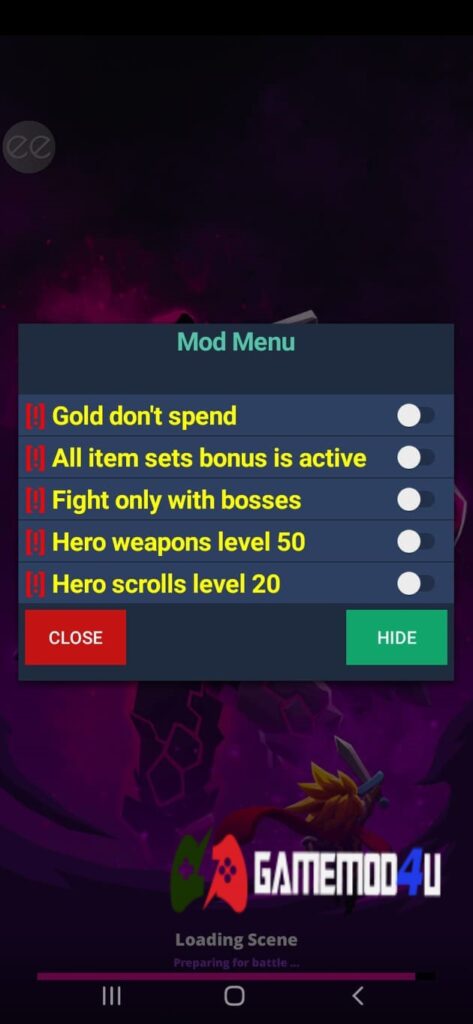 Menu mod của game Tap Titans 2 Mod