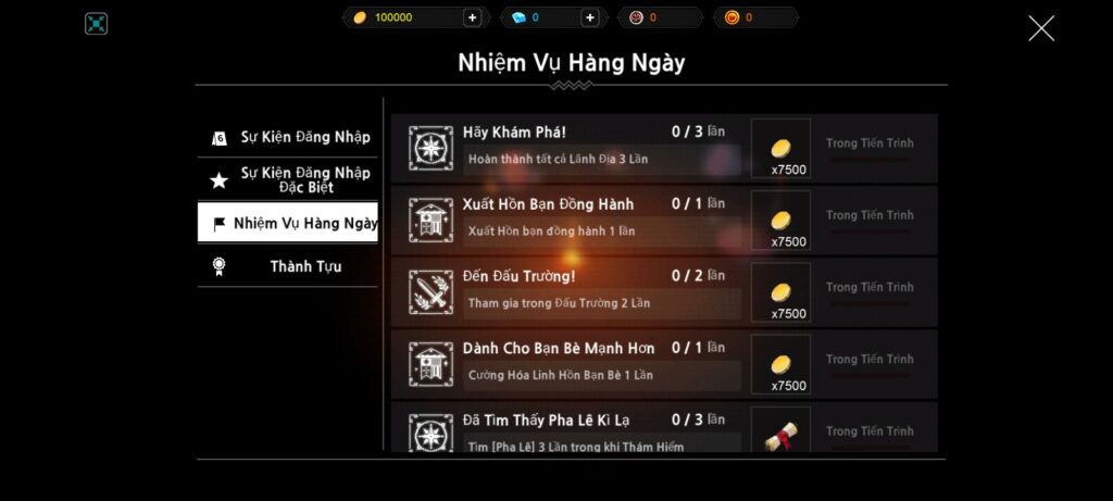 Nhiều nhiệm vụ hấp dẫn trong game