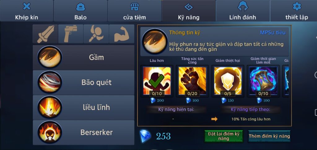 Nhiều skill có trong game Monster Dungeon mod