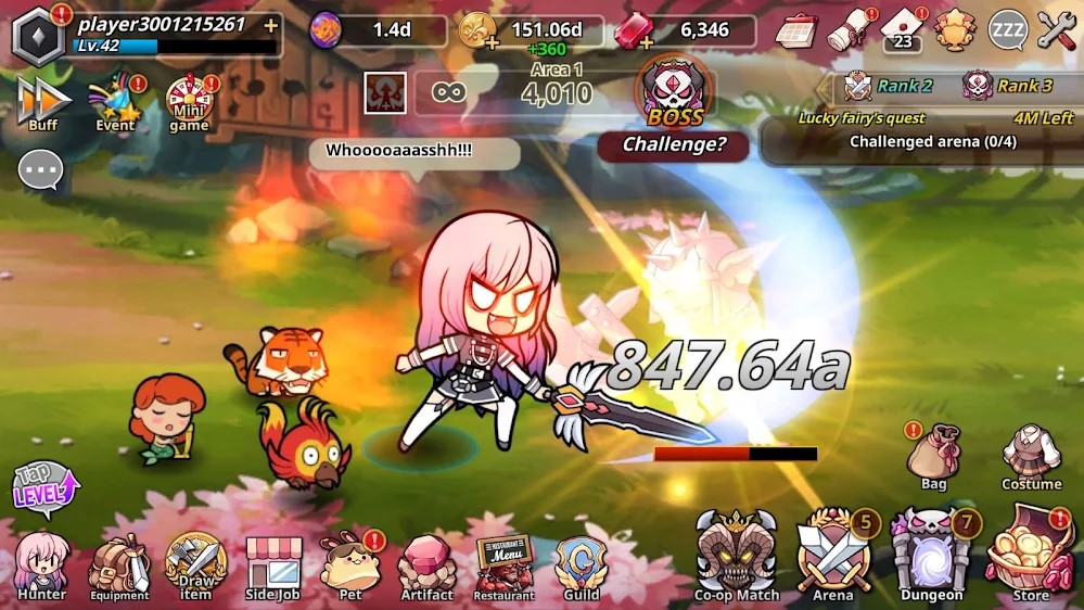 Đồ họa game Pow Pow Dungeon Idle mod khá cute phải không nào